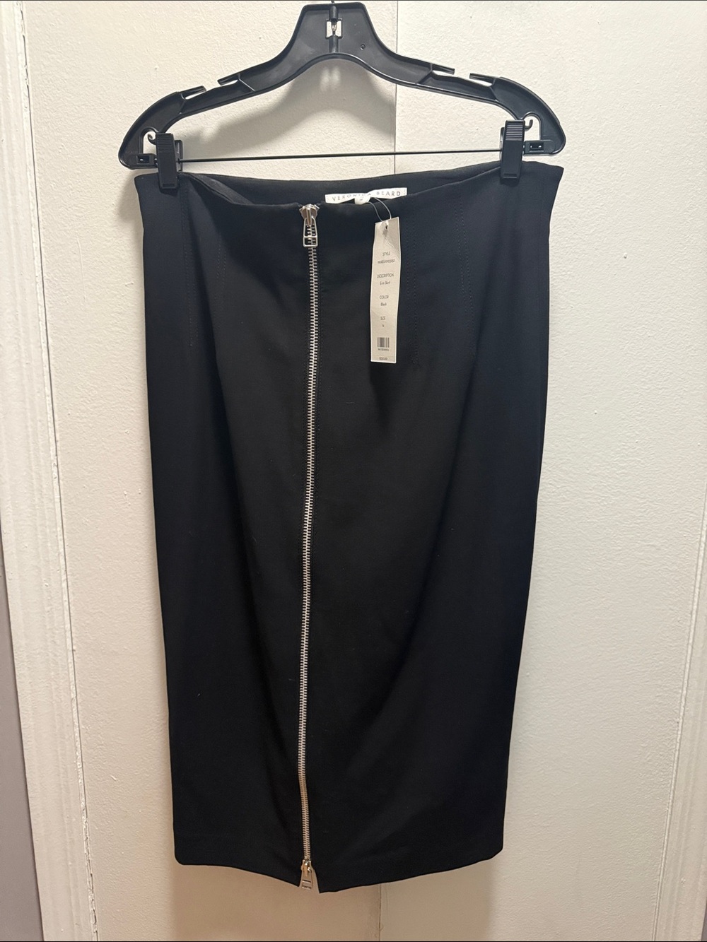 Veronica Beard Black Pencil Skirt with Silver Center Zip